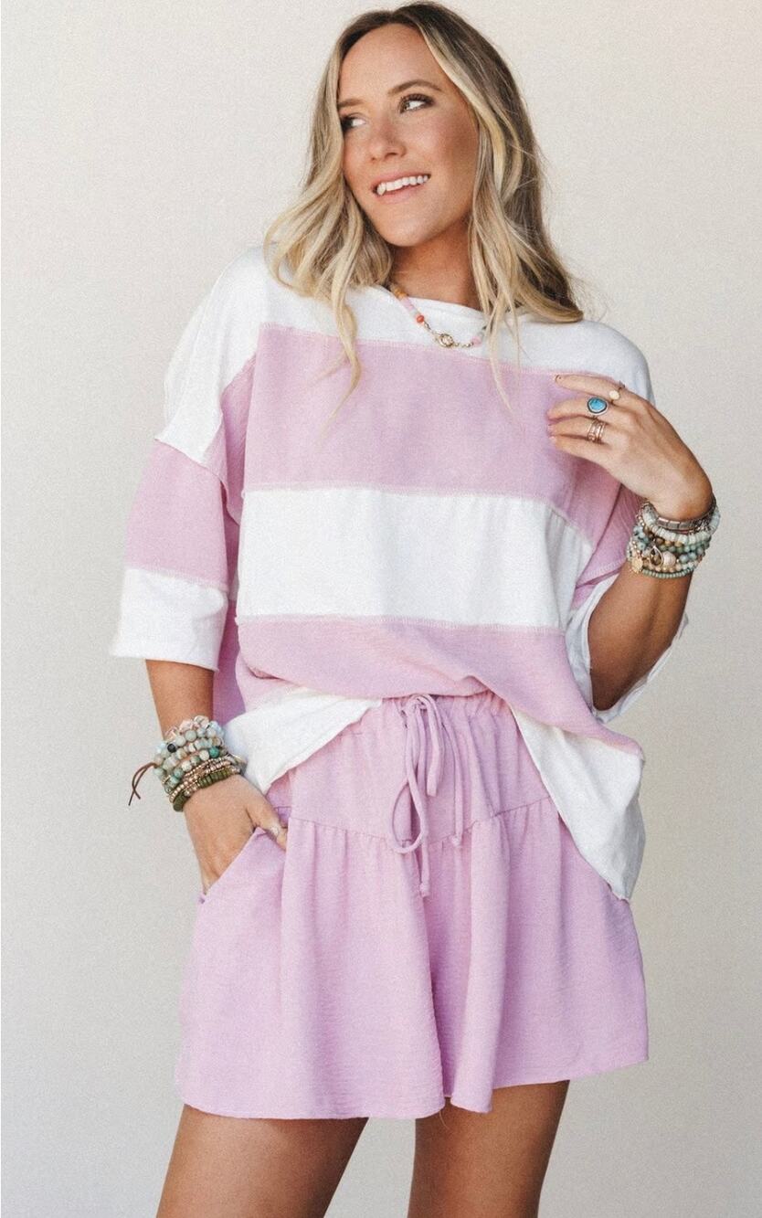 NWT Three Bird Nest Perfect Match Orchid Pink Flowy Elastic Shorts-Size XL